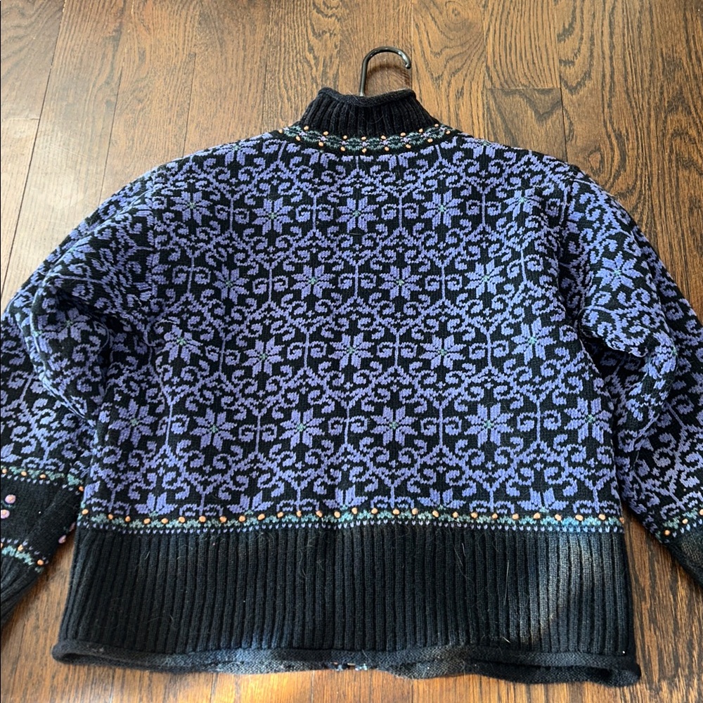Icelandic Design Wool Sweater Coat Size M Z497 - Picture 3 of 5